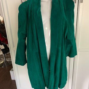 L tannery west emerald green jacket/coat suede